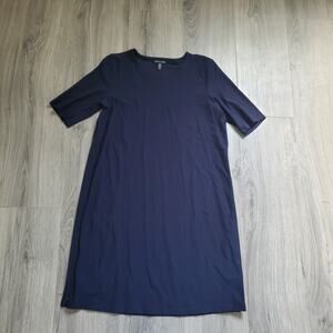 Eileen Fisher Dress Small Navy Blue Travel Casual Minimalist Timeless Comfort